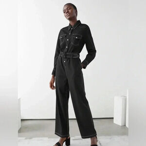 & OTHER STORIES Topstitched Belted Jumpsuit sz 8